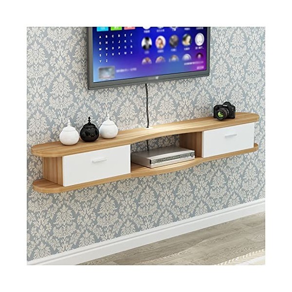 Meuble TV Flottant, Console multimédia pour Meuble TV Mural, avec étagères de Composants de Stockage de Trous de Câble, pour 