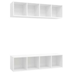 lvssiao Modulo TV Meuble de salon Meubles muraux pour TV 2 pièces aggloméré Blanc Table TV facile à nettoyer pour chambre à c