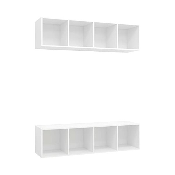 lvssiao Modulo TV Meuble de salon Meubles muraux pour TV 2 pièces aggloméré Blanc Table TV facile à nettoyer pour chambre à c