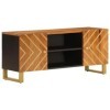 JUNZAI Meuble TV Marron et Noir 105x33,5x46 cm Bois Massif manguier,Meuble TV,Ensemble Meuble TV,Table TV