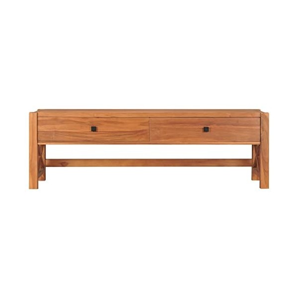 FAMIROSA Meuble TV avec tiroirs 120x40x45 cm Bois de Teck Solide 21.9KG 