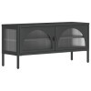 FAMIROSA Meuble TV Noir 105x35x50 cm Verre et Acier 21.68KG 