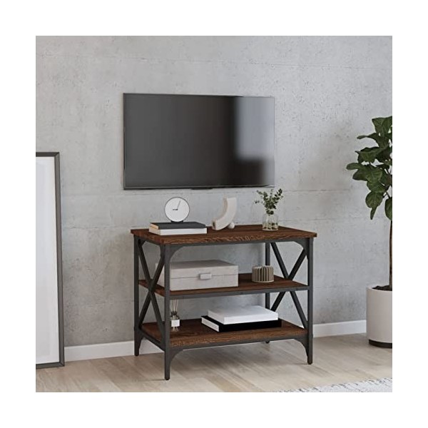 Homgoday Meuble TV noir 60 x 40 x 50 cm en bois dingénierie - Meuble TV Hifi - Meuble TV stéréo - Meuble de salon - Coffre d