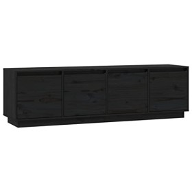 Camerina Meuble TV Noir 156x37x45 cm Bois de pin Massif,Meuble TV,Table Basse Salon Meuble TV,Table Basse LED Couleurs