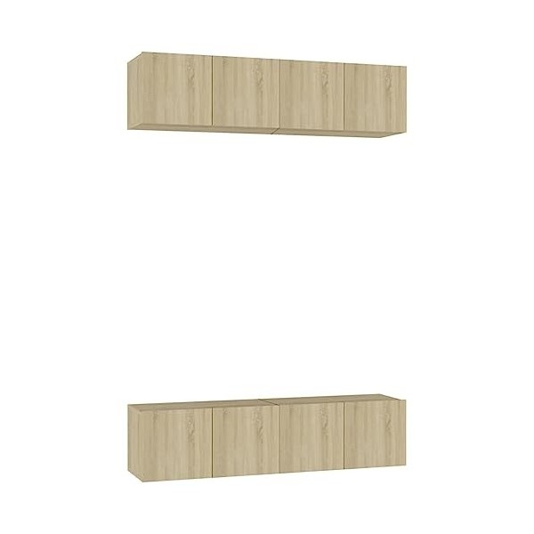 Camerina Meubles TV 4 pcs Chêne Sonoma 60x30x30 cm Aggloméré,Meuble TV,Table Basse Salon Meuble TV,Table Basse LED Couleurs