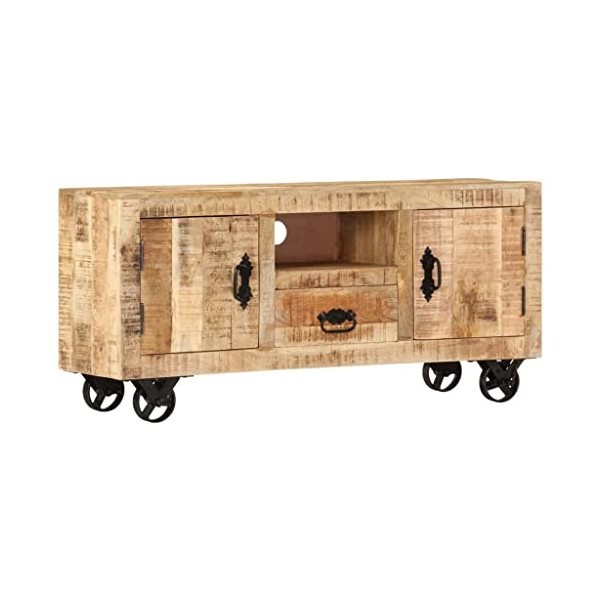 Générique Meuble TV Bois de manguier Brut 110x30x50 cm,28.4 KG,243983, Meubles, Meubles TV