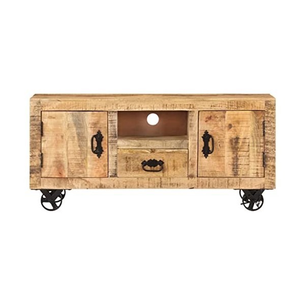 Générique Meuble TV Bois de manguier Brut 110x30x50 cm,28.4 KG,243983, Meubles, Meubles TV