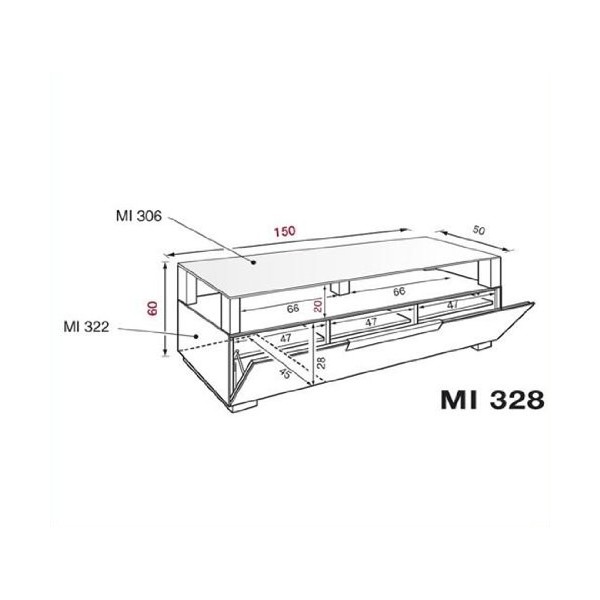 MUNARI Meuble TV Milano MI328 Rouge