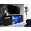 ExtremeFurniture T38 Meuble TV, Carcasse en Noir Mat/Façade en Carbone Mat + LED Bleues