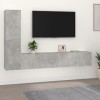 JUNZAI Ensemble de Meubles TV 4 pcs Gris béton Bois dingénierie,Meuble TV Longueur,Meubles De Salon TV,Meuble Bas Salon