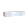MB Muebles Bonitos | Meuble TV Suspendu 1 Porte | Meuble TV de Salon avec LED | 160 x 30 x 29cm | Blanc Finition Brillante | 