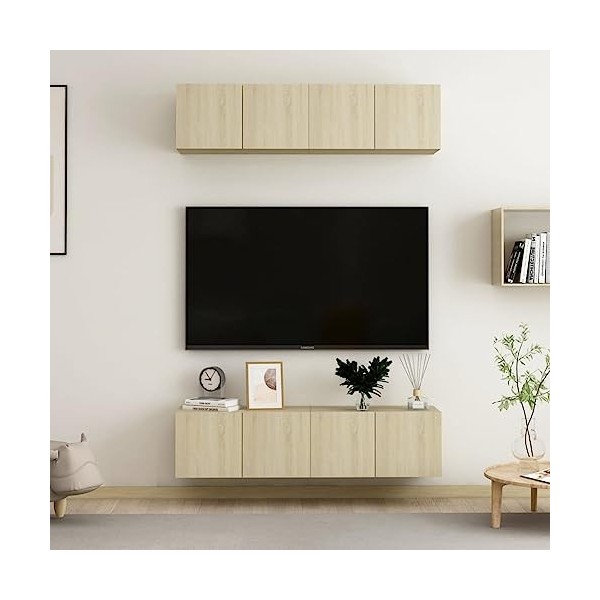 VEEKI Meuble TV, Meuble TV Suspendu, Meuble, Meuble TV avec Rangement，Meuble Industriel, Convient pour Salon ou Chambre, Meub