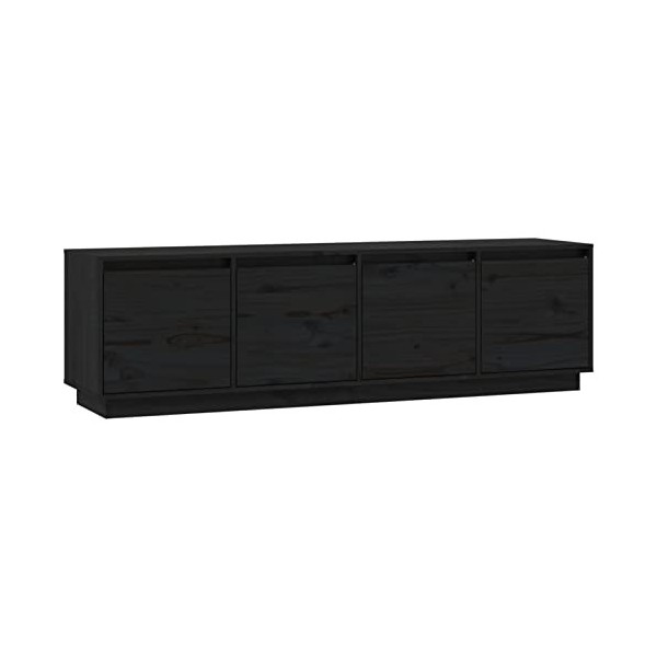 CIADAZ Meuble TV Noir 156x37x45 cm Bois de pin Massif,Meuble TV,Meuble TV Moderne,Meuble de Salon