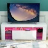 GGMWDSN Meuble TV Blanc Leisure Zone, Meuble TV Meuble TV Blanc Brillant avec éClairage LED avec Tiroirs, 130X45X35 Cm