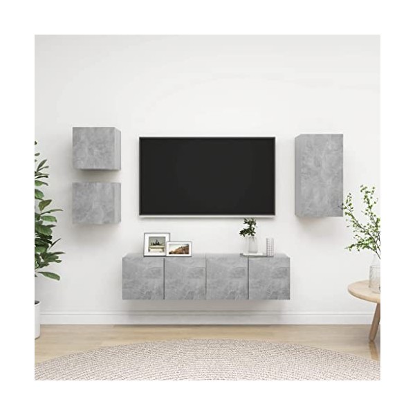 Meuble TV,Étagère TV Flottante, Support de Télévision Flottant Fixé au Mur Centre de Console Multimédia de Divertissement Gra