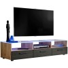 ExtremeFurniture T35 Meuble TV, Carcasse en Wotan Mat/Façade en Gris Brillant sans LED