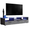 ExtremeFurniture T35 Meuble TV, Carcasse en Wotan Mat/Façade en Gris Brillant sans LED