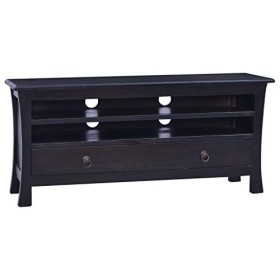 lvssiao Meuble TV pour salon, meuble TV en bois massif dacajou noir café 100 x 30 x 45 cm très résistant Module TV pour cham