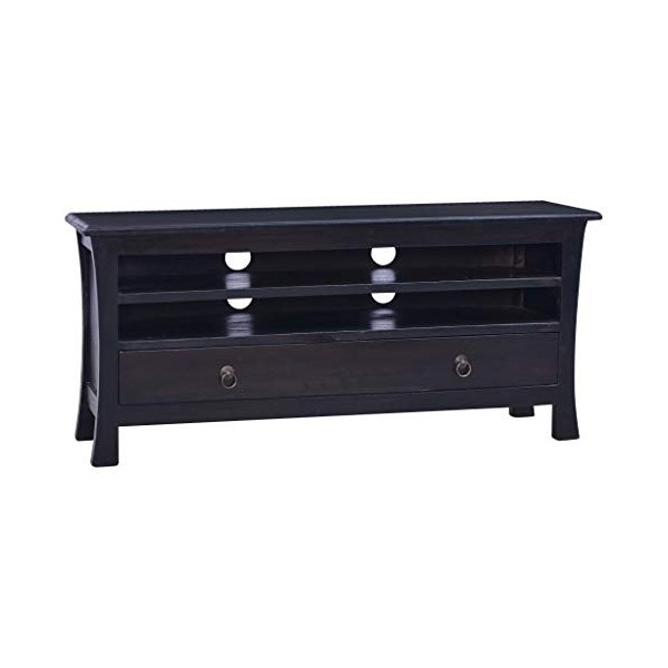 lvssiao Meuble TV pour salon, meuble TV en bois massif dacajou noir café 100 x 30 x 45 cm très résistant Module TV pour cham