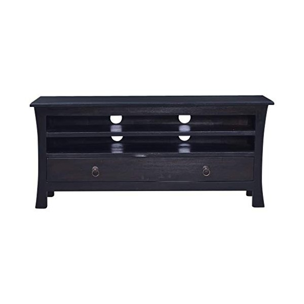 lvssiao Meuble TV pour salon, meuble TV en bois massif dacajou noir café 100 x 30 x 45 cm très résistant Module TV pour cham