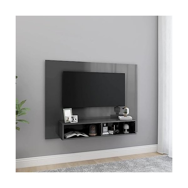 VEEKI Meuble TV, Meuble TV Suspendu, Meuble TV Blanc, Meuble TV Industriel, Meubles de Salon, Salon, Chambre, Cadre en Acier,