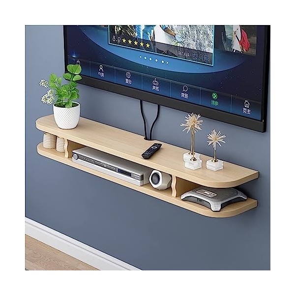 Meuble TV Suspendu - Meuble TV Flottant Étagère Mural , Meuble TV Flottant Avec Étagère Murale À Câble Caché, Étagères En Boi