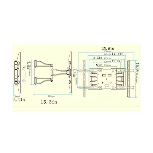 Support mural pour téléviseur à mouvement complet Mural la télé Montage du support du salon à la maison LCD T Vs Hanger 32 