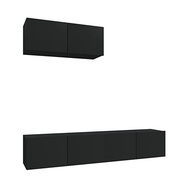BaraSh Ensemble de Meubles TV 3 pcs Noir Bois dingénierie,Meuble TV,Table Basse Salon Meuble TV,Table Basse LED Couleurs