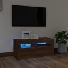Meuble TV avec lumières LED Chêne Marron 90x35x40 cm - Meuble télé, Meuble TV Industriel, Meuble Chambre, Convient pour Salon