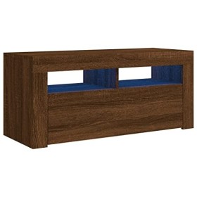 Meuble TV avec lumières LED Chêne Marron 90x35x40 cm - Meuble télé, Meuble TV Industriel, Meuble Chambre, Convient pour Salon