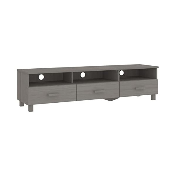 LAPOOH Meuble TV HAMAR Gris Clair 158x40x40 cm Bois Massif de pin,Meuble TV,Table Basse Salon Meuble TV,Table Basse LED Coule