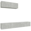 LAPOOH Ensemble de Meubles TV 3 pcs Gris béton Bois dingénierie,Meuble TV,Table Basse Couleurs,Table Basse Salon Meuble TV