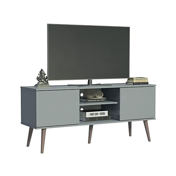 MADESA - Nouveau Meuble TV Chartres , Meuble de Salon pour Télévision 55 Pouces, Meuble Bois, Console TV avec 2 étagères et 