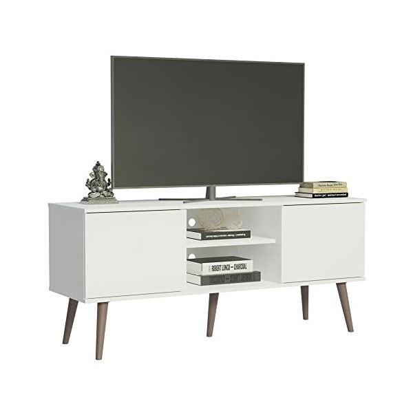 MADESA - Nouveau Meuble TV Chartres , Meuble de Salon pour Télévision 55 Pouces, Meuble Bois, Console TV avec 2 étagères et 