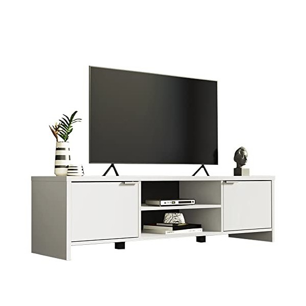 Madesa - Meuble TV Moderne, Meuble TV, Meuble de Salon pour Télévision 65 Pouces, Meuble Bois, Console TV avec 2 étagères et 