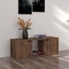 Meuble TV Chêne fumé 88,5x27,5x30,5 cm Aggloméré - Meuble Chambre, Support Télé pour Salon Salle à Manger Chambre, Style Indu