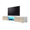 Selsey Syvis - Meuble TV Suspendu/Table Basse TV/Banc TV de Salon 140 cm, avec l’éclairage LED Bleue Noir Mat/Noir Brillan