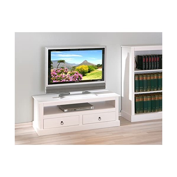 Links 20901530 Provence 3 Meuble TV 2 tiroirs Blanc 118 x 39 x 45 cm