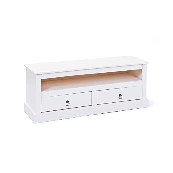 Links 20901530 Provence 3 Meuble TV 2 tiroirs Blanc 118 x 39 x 45 cm