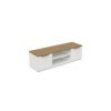 DEMEYERE Banc TV Access - 2 Portes + 1 Niche - Décor Chene Hamilton et Blanc - L 134,8 x P 39,6 x H 39,1 cm