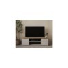 DEMEYERE Banc TV Access - 2 Portes + 1 Niche - Décor Chene Hamilton et Blanc - L 134,8 x P 39,6 x H 39,1 cm