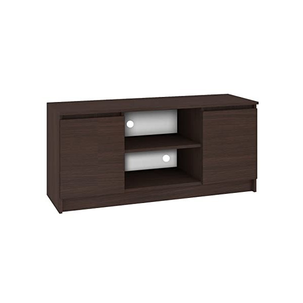 Hucoco Dusk | Meuble Bas TV Contemporain Salon/séjour 120x55x40 cm | 2 niches + 2 Portes | Rangement matériel Audio/Video/Gam