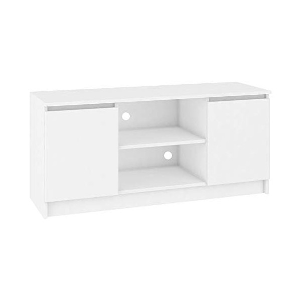 Hucoco Dusk | Meuble Bas TV Contemporain Salon/séjour 120x55x40 cm | 2 niches + 2 Portes | Rangement matériel Audio/Video/Gam