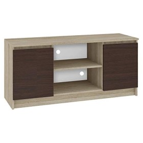 Hucoco Dusk | Meuble Bas TV Contemporain Salon/séjour 120x55x40 cm | 2 niches + 2 Portes | Rangement matériel Audio/Video/Gam