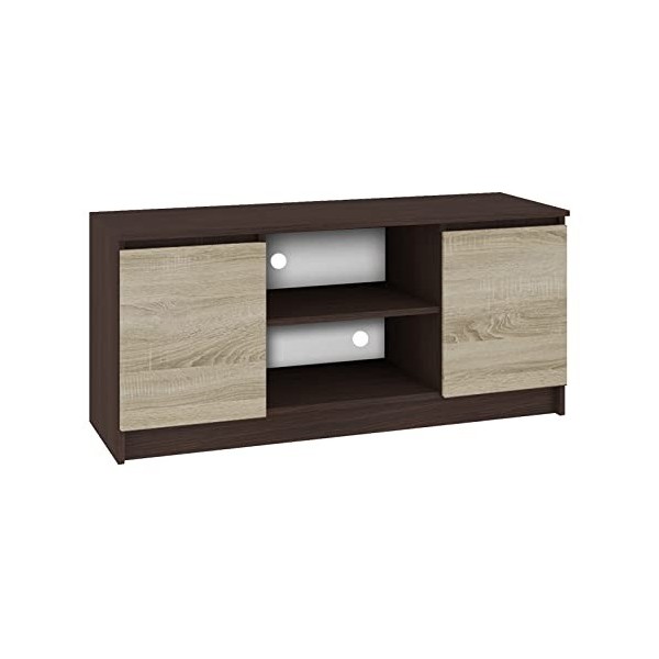 Hucoco Dusk | Meuble Bas TV Contemporain Salon/séjour 120x55x40 cm | 2 niches + 2 Portes | Rangement matériel Audio/Video/Gam