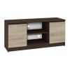 Hucoco Dusk | Meuble Bas TV Contemporain Salon/séjour 120x55x40 cm | 2 niches + 2 Portes | Rangement matériel Audio/Video/Gam