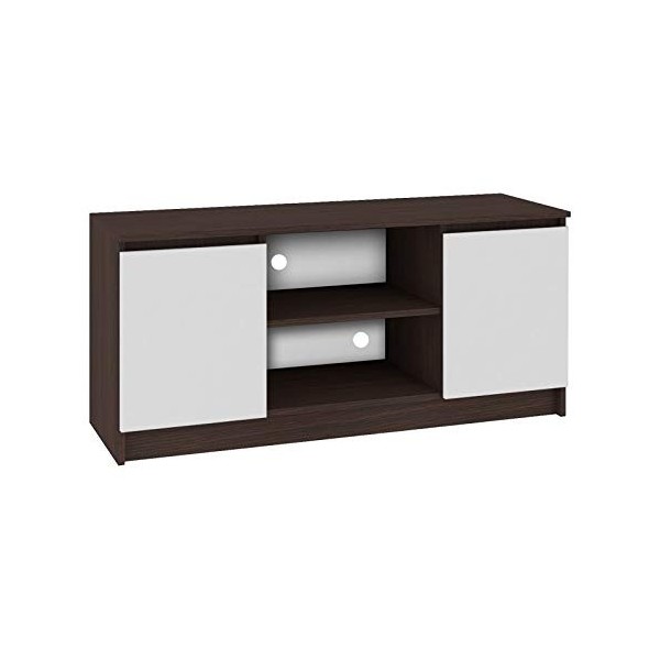 Hucoco Dusk | Meuble Bas TV Contemporain Salon/séjour 120x55x40 cm | 2 niches + 2 Portes | Rangement matériel Audio/Video/Gam