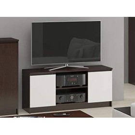 Hucoco Dusk | Meuble Bas TV Contemporain Salon/séjour 120x55x40 cm | 2 niches + 2 Portes | Rangement matériel Audio/Video/Gam