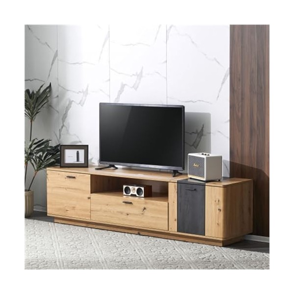 Tcewhhy Meuble TV Largeur 180 Cm Meuble TV Bas pour TV 80" Buffet avec Étagères Ouvertes Table TV Plateau TV pour Salon Salle