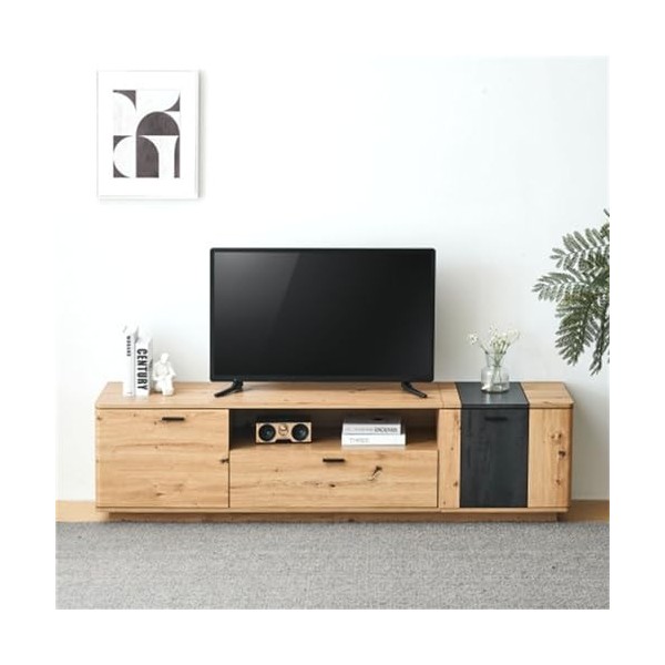 Tcewhhy Meuble TV Largeur 180 Cm Meuble TV Bas pour TV 80" Buffet avec Étagères Ouvertes Table TV Plateau TV pour Salon Salle